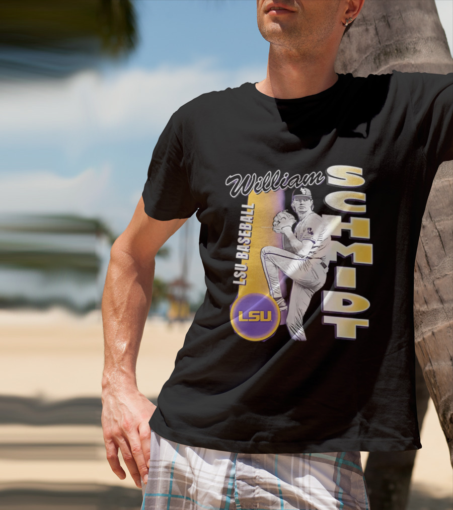 LSU Baseball William Schmidt Pitching Pose T-Shirt