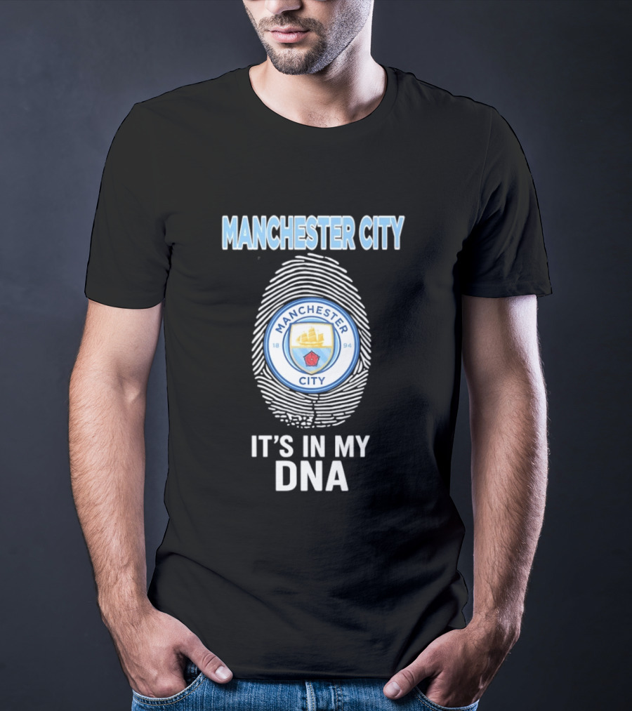 Manchester City Crest Fingerprint It's In My DNA T-Shirt