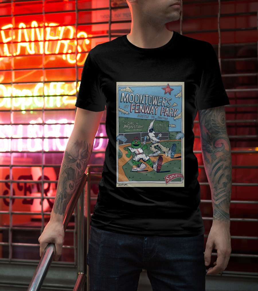Moontowers At Fenway Park June 8 2026 Austin To Boston The Green Monstah Sandlot T-Shirt