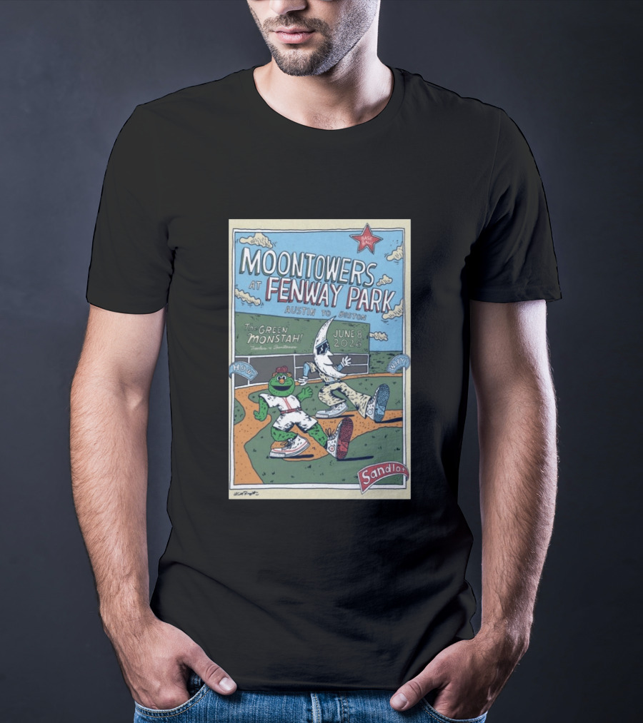 Moontowers At Fenway Park June 8 2026 Austin To Boston The Green Monstah Sandlot T-Shirt