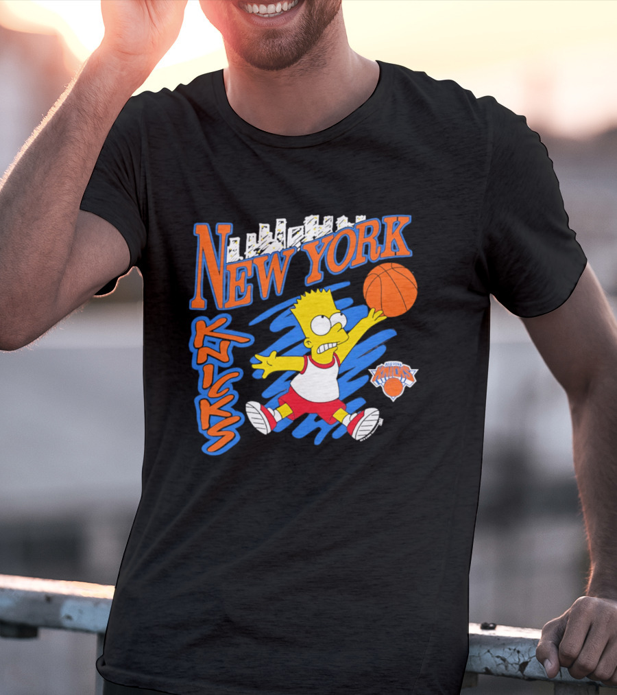 New York Knicks Bart Simpson Basketball Crossover Collaboration T-Shirt