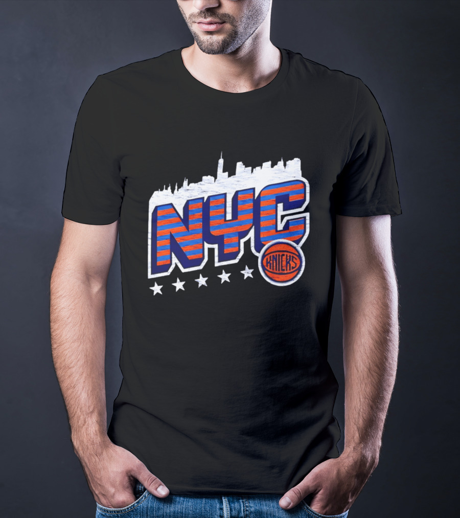 NYC Knicks Skyline Stars Basketball Fan Gear T-Shirt