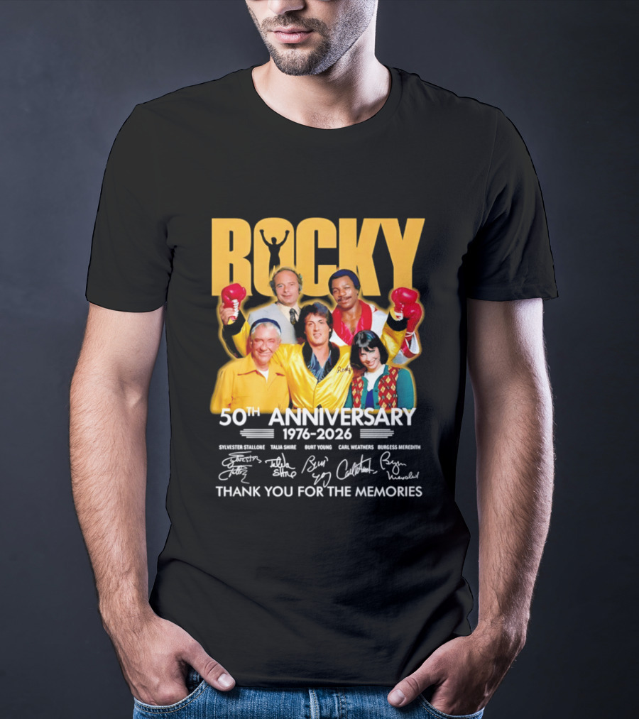 Rocky 50th Anniversary 1976 2026 Thank You For The Memories Celebrating Iconic Movie Legends T-Shirt