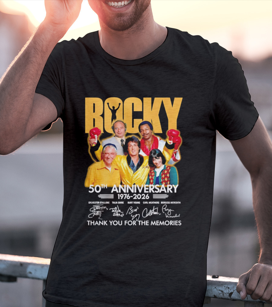 Rocky 50th Anniversary 1976 2026 Thank You For The Memories Celebrating Iconic Movie Legends T-Shirt