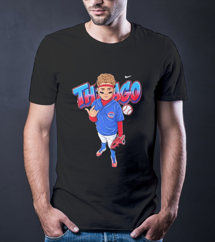 Thiago Chicago Cubs Baseball Cartoon Player Nike T-Shirt