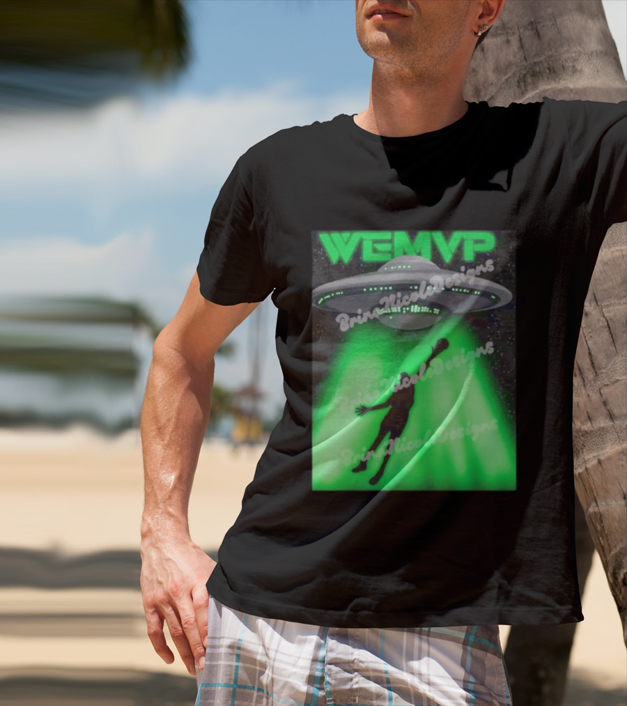 WEMVP Victor Wembanyama UFO Alien Abduction Basketball Player T-Shirt