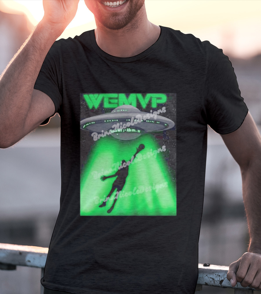 WEMVP Victor Wembanyama UFO Alien Abduction Basketball Player T-Shirt