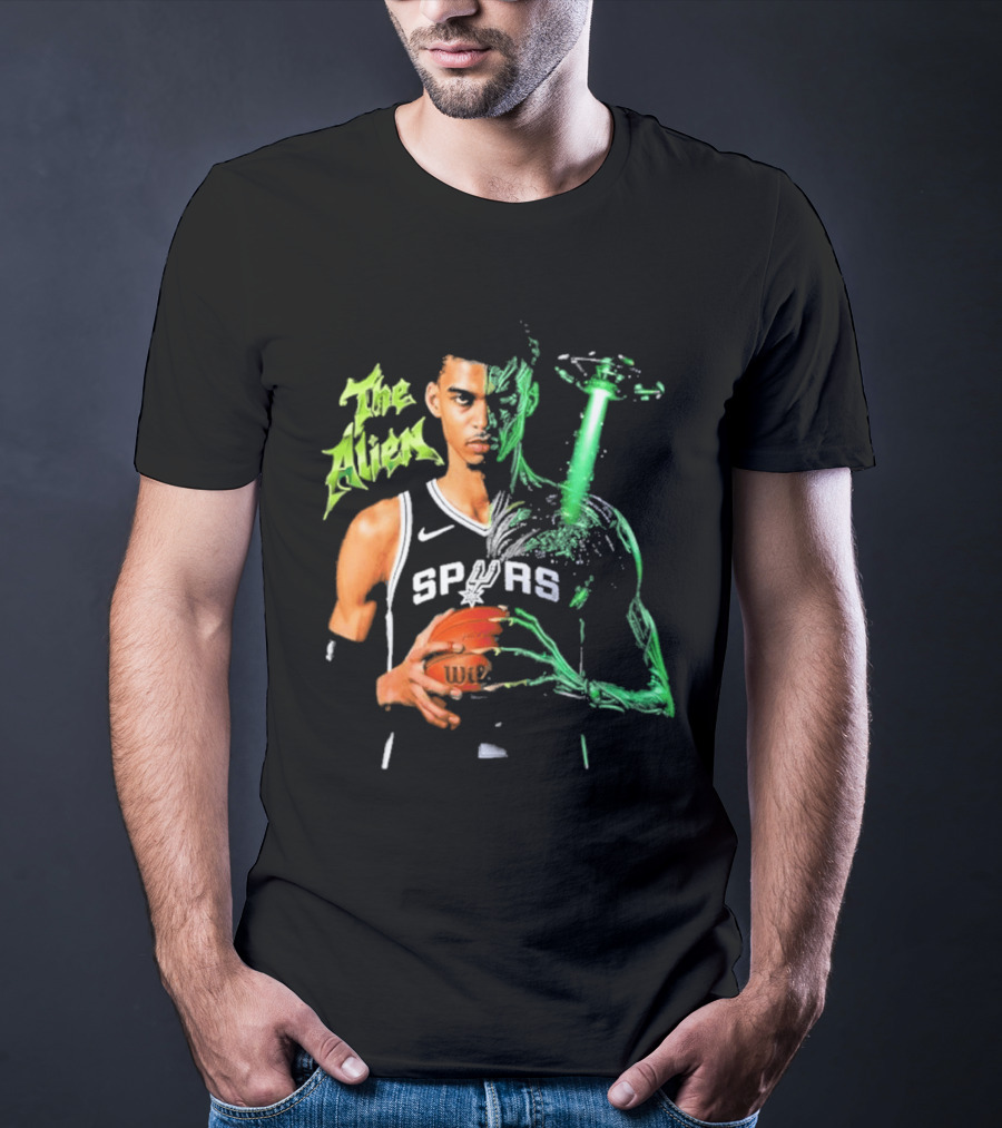 Wembanyama Spurs The Alien UFO NBA Player T-Shirt
