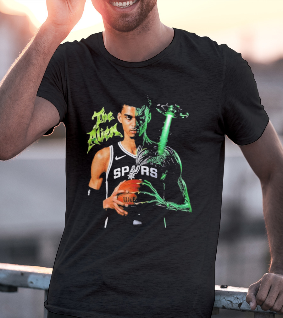 Wembanyama Spurs The Alien UFO NBA Player T-Shirt