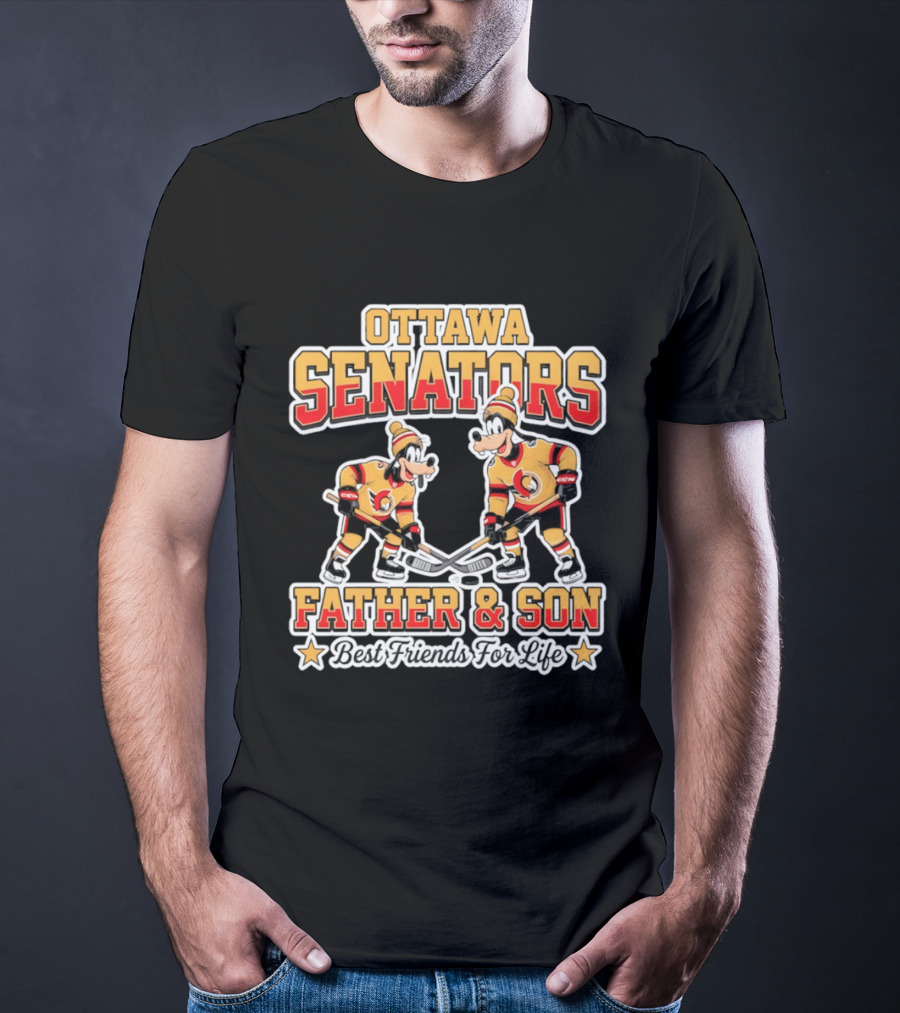 Ottawa Senators Goofy Father And Son Best Friends For Life Hockey T-Shirt