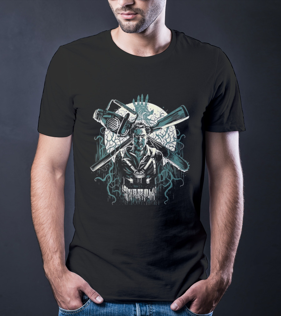 Ash Williams Evil Dead Chainsaw Hand Iconic Horror Movie T-Shirt