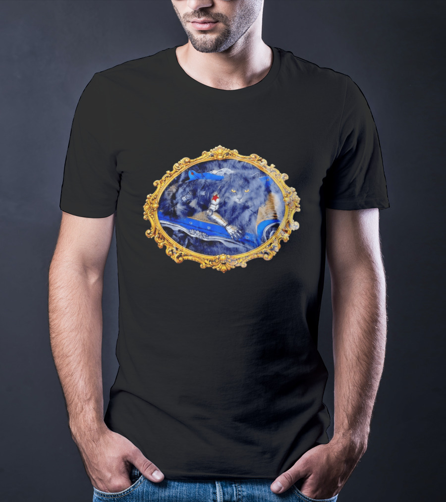 Bucky Barnes Winter Soldier Black Cat With Mechanical Arm In Ornate Frame T-Shirt