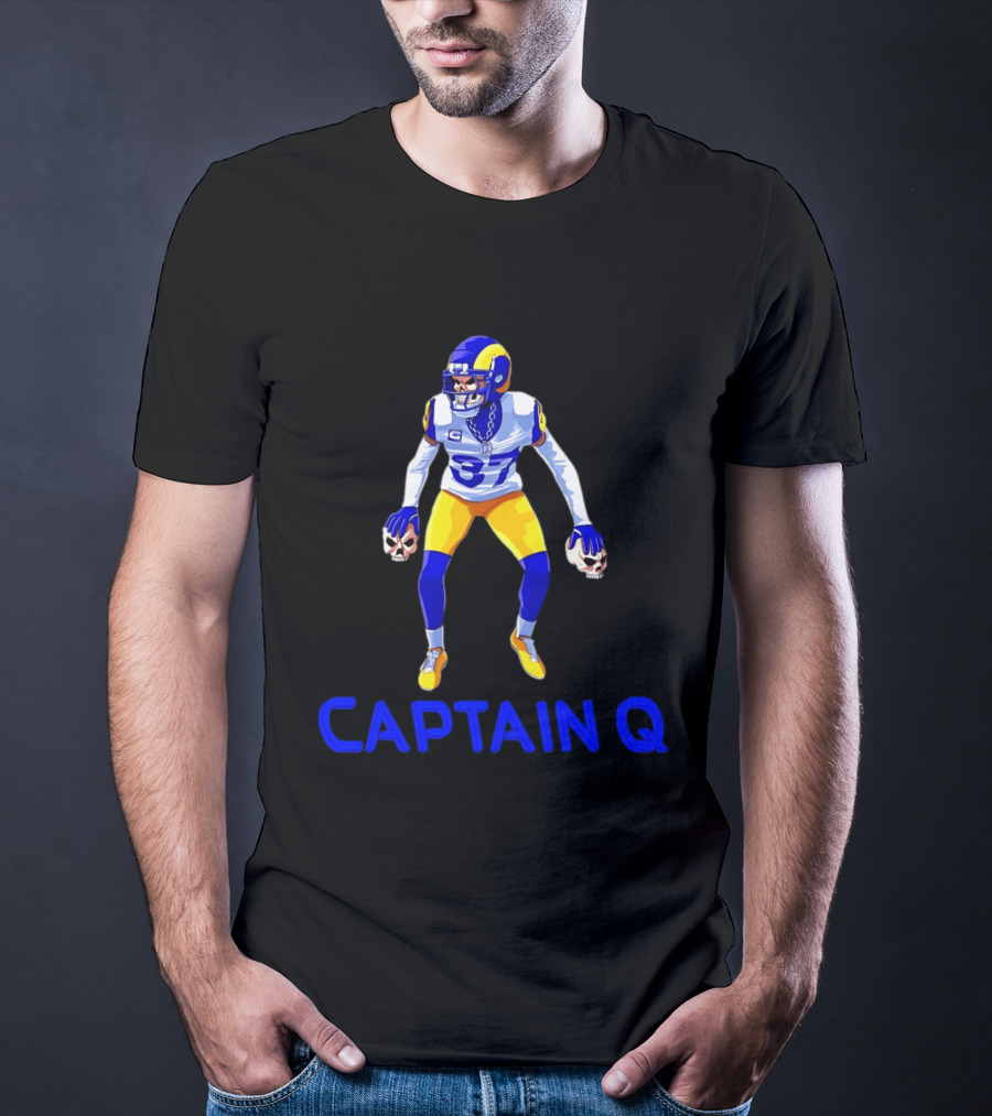 Captain Q Los Angeles Rams Number 37 Skull Hands T-Shirt