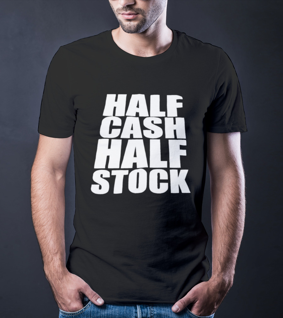 Half Cash Half Stock Bold White T-Shirt