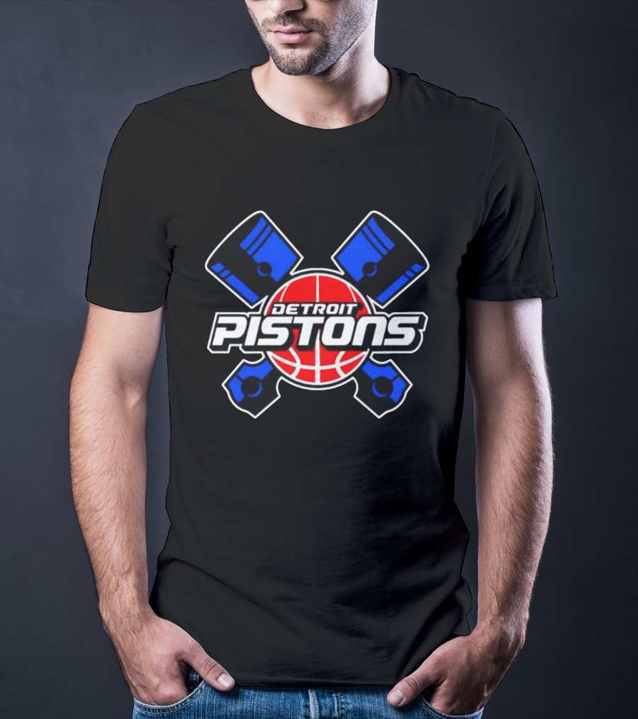 Detroit Pistons Basketball Team Crossed Pistons And Ball T-Shirt