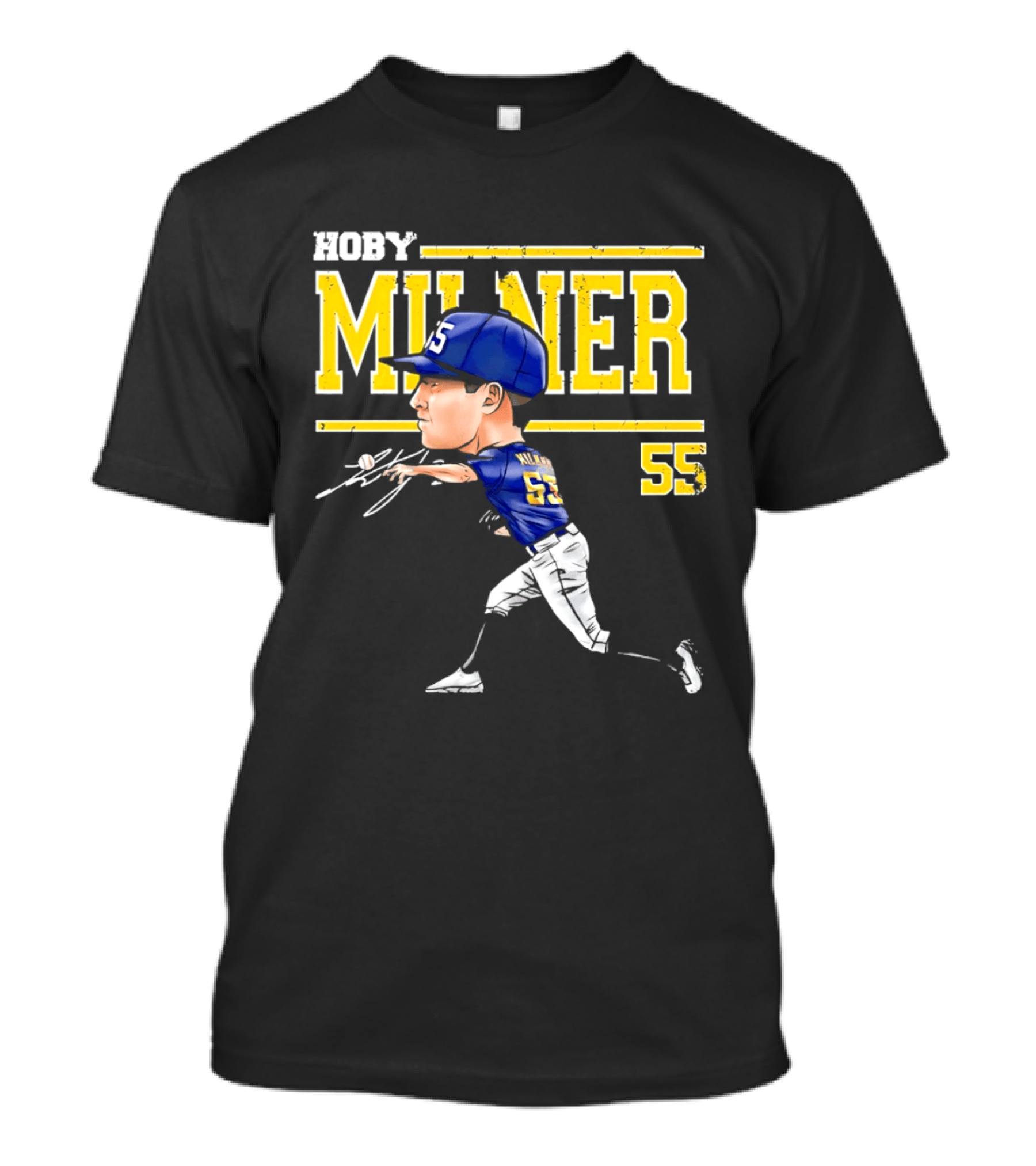 Hoby Milner Milwaukee 55 Cartoon Pitcher T-Shirt