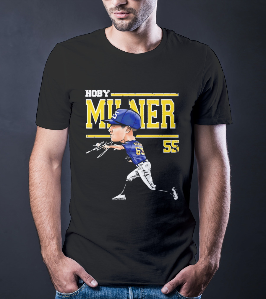 Hoby Milner Milwaukee 55 Cartoon Pitcher T-Shirt