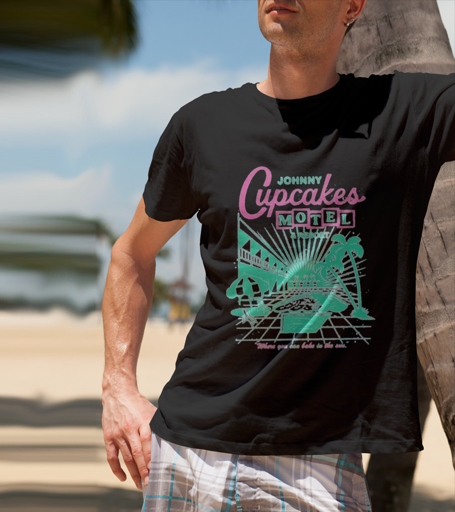 Johnny Cupcakes Motel Retro Resort Poolside Vibes Bake In The Sun Experience T-Shirt