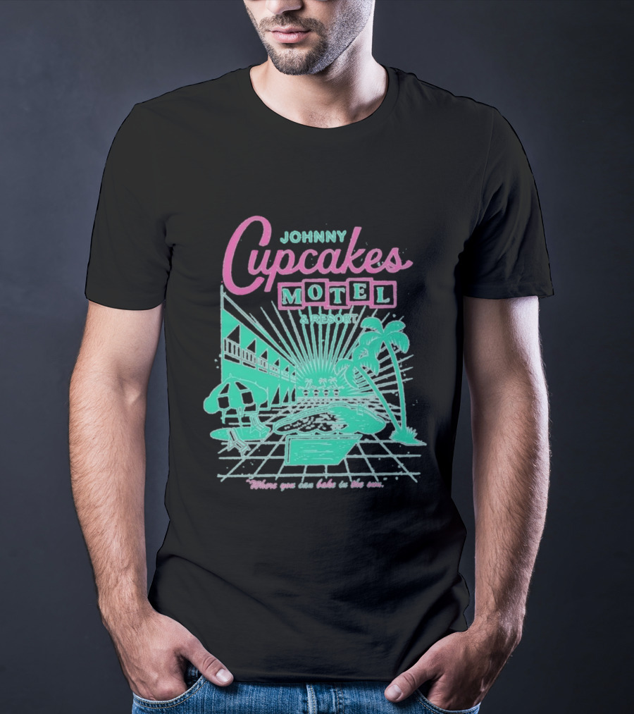 Johnny Cupcakes Motel Retro Resort Poolside Vibes Bake In The Sun Experience T-Shirt