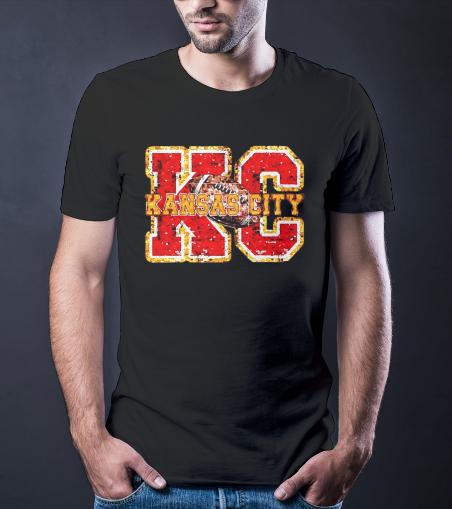 Kansas City Chiefs Football KC Faux Sequin T-Shirt