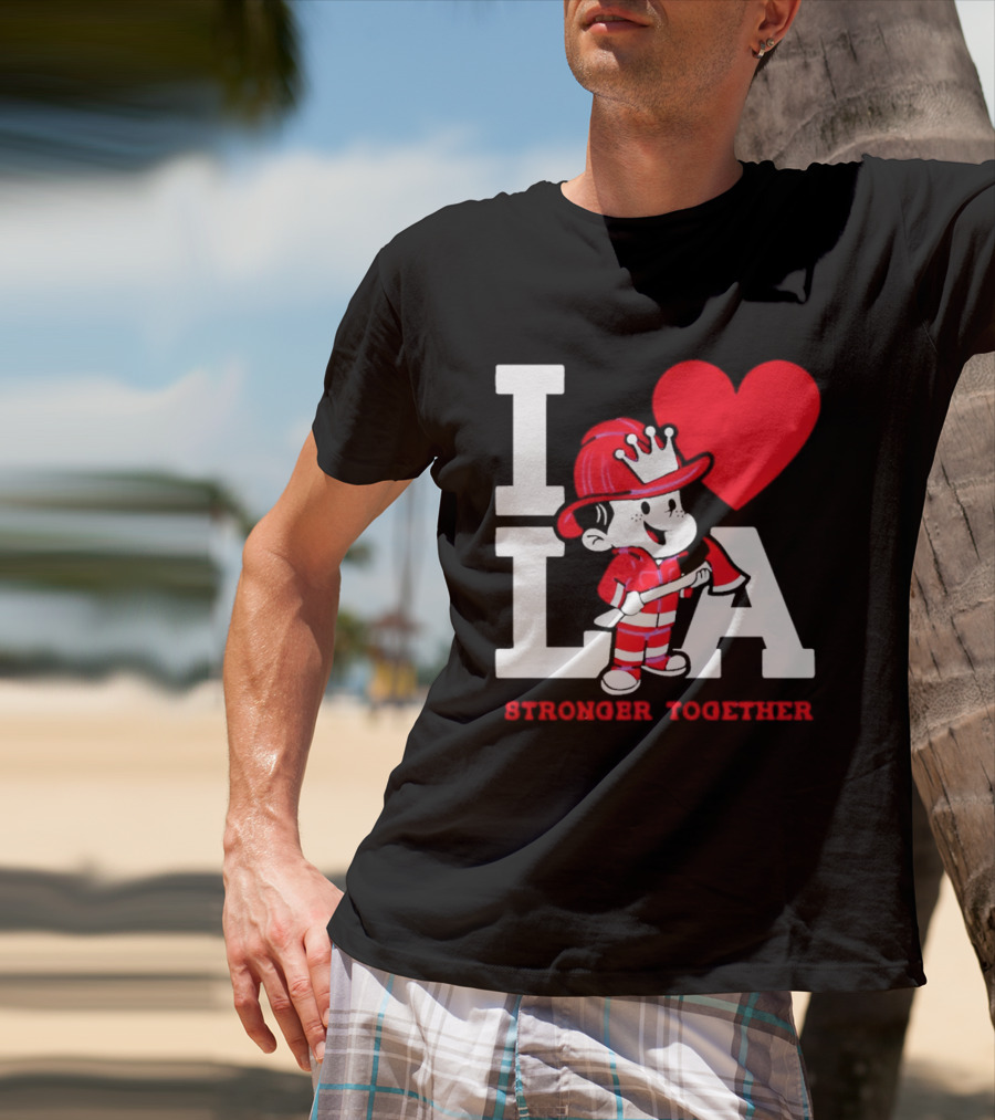 I Love LA Firefighter Stronger Together T-Shirt