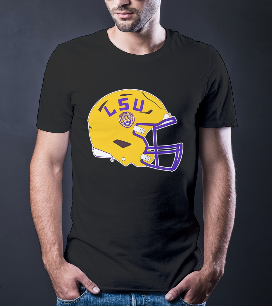 LSU Tigers Football Helmet Yellow Purple Team T-Shirt