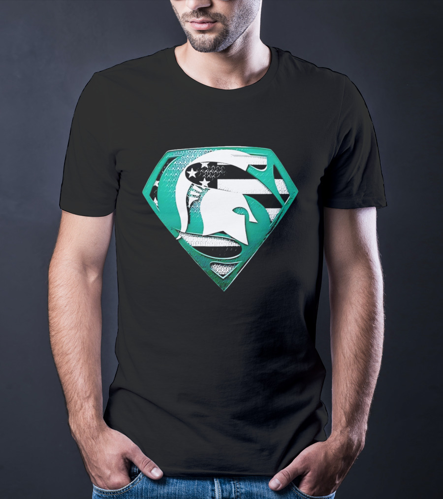 Michigan State Spartans Superman American Flag T-Shirt