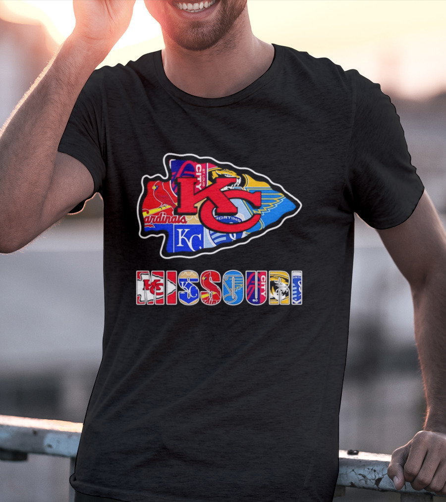 Missouri Sports Teams KC Chiefs Cardinals Royals Blues Sporting Arrowhead T-Shirt