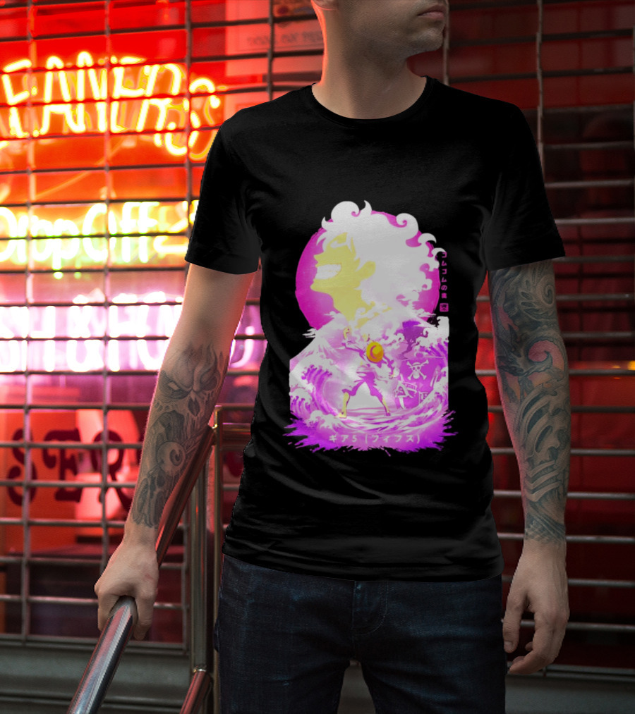 Monkey D. Luffy Gear 5 Gomu Gomu No Mi Waves One Piece Pink Aesthetic T-Shirt
