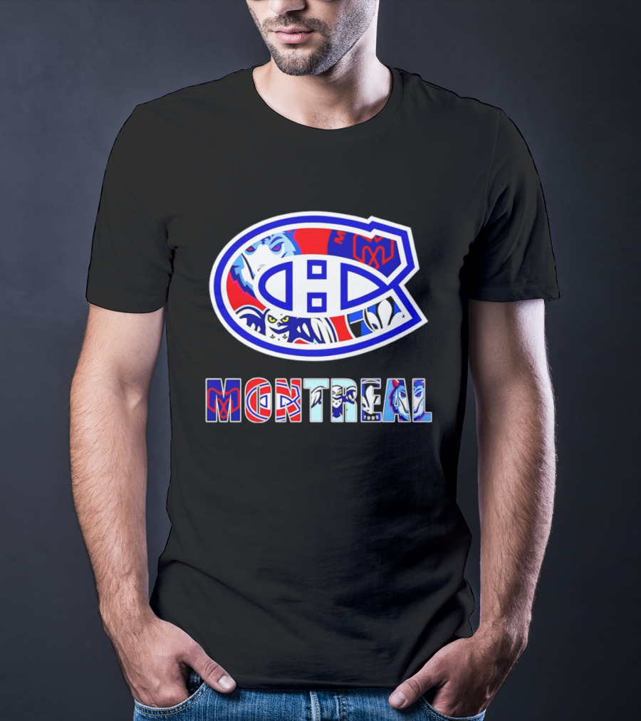 Montreal Canadiens And Sports Teams Emblem Montage T-Shirt