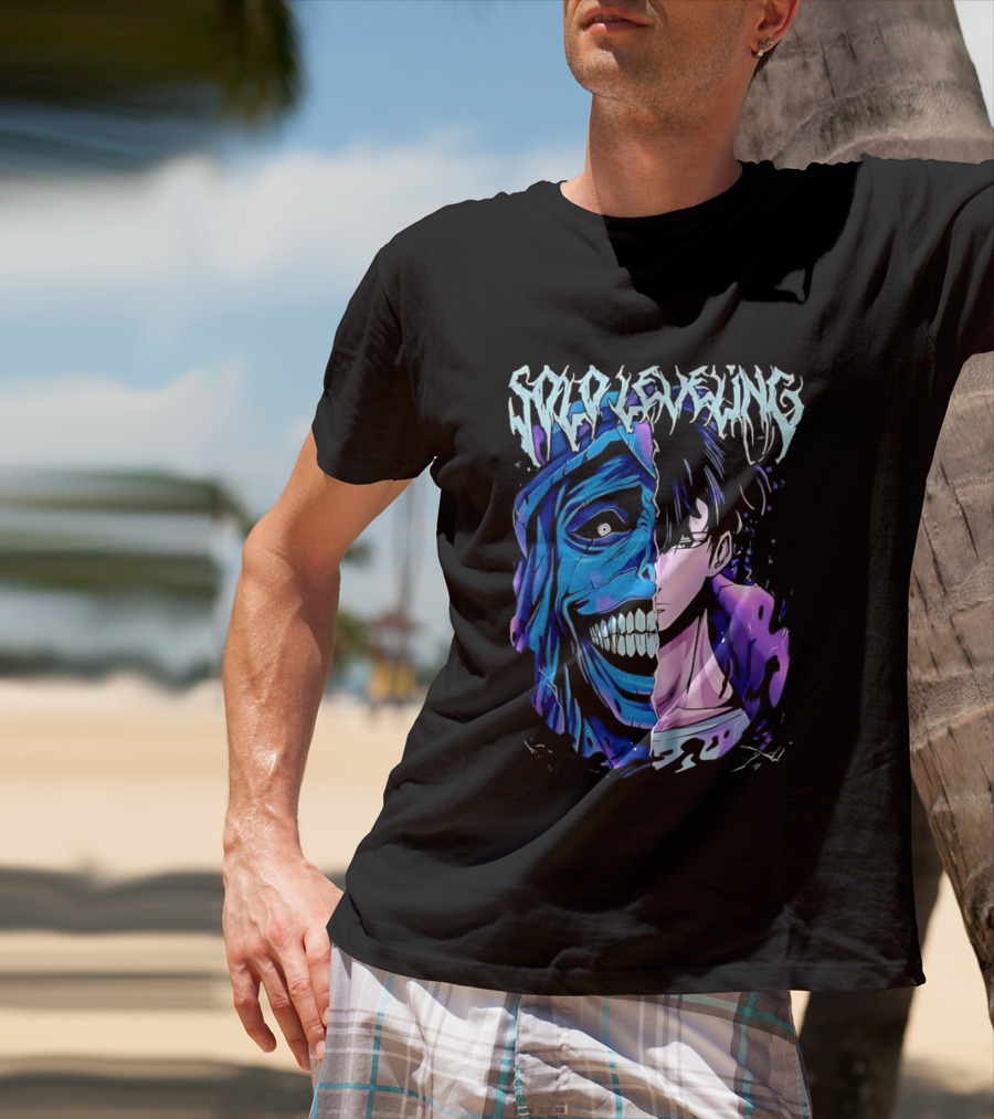 Solo Leveling Split Face Cotton Anime T-Shirt