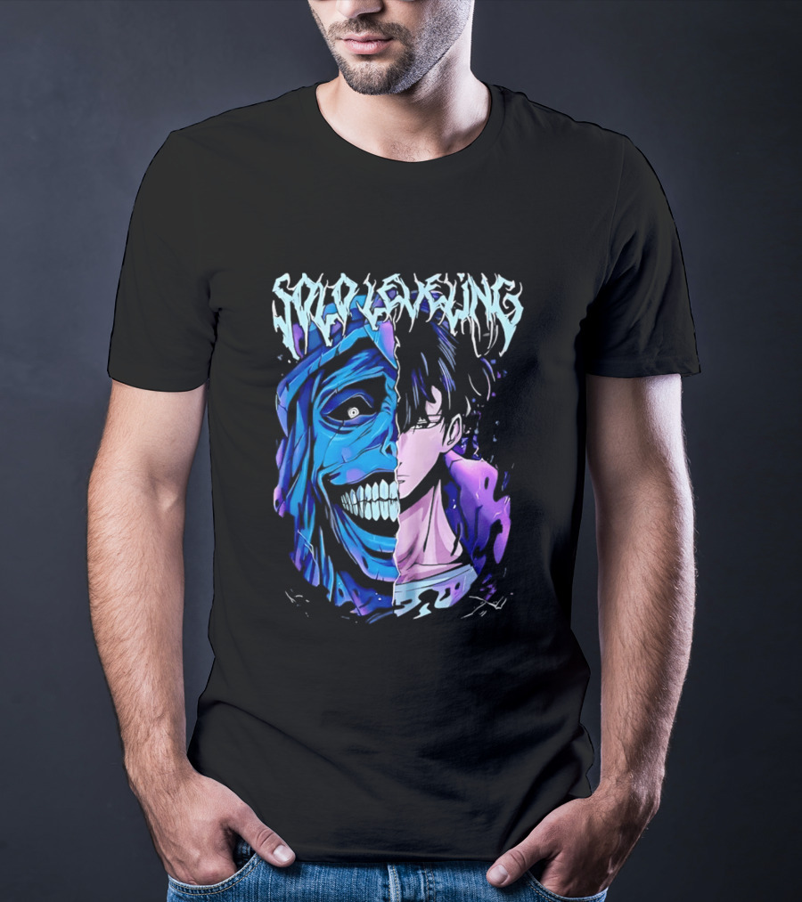 Solo Leveling Split Face Cotton Anime T-Shirt