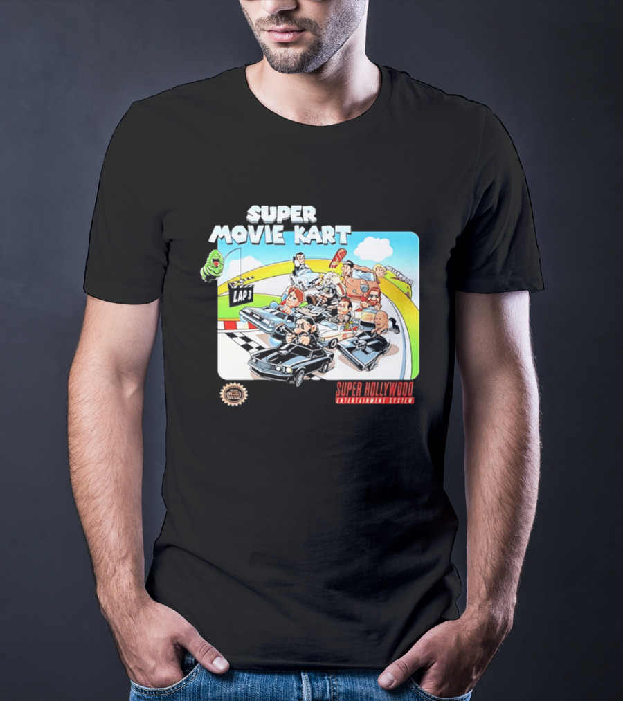 Super Movie Kart Super Hollywood Entertainment System John Wick Back To The Future Ghostbusters Mad Max Rocky T-Shirt
