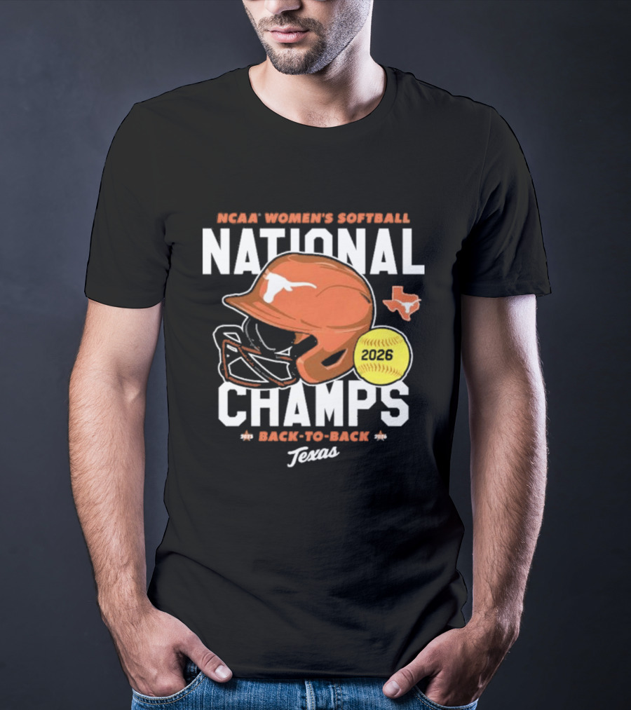 Texas Longhorns 2026 NCAA Women's Softball National Champs Back To Back Team T-Shirt