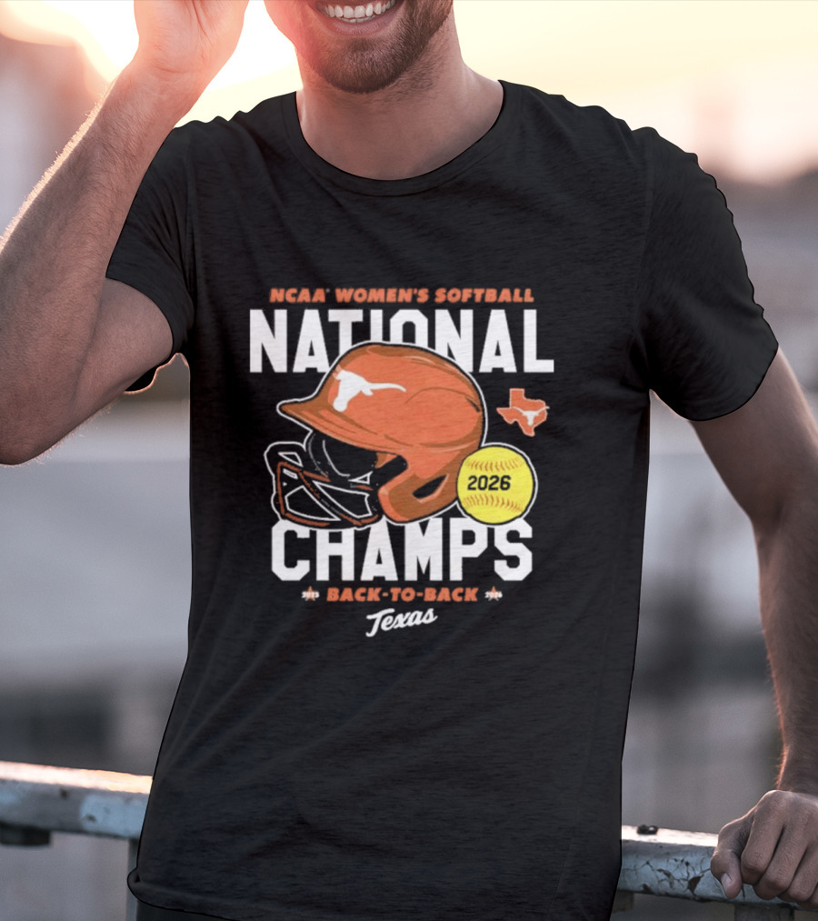 Texas Longhorns 2026 NCAA Women's Softball National Champs Back To Back Team T-Shirt