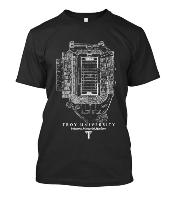 Troy University Veterans Memorial Stadium Trojans Football Stadium Blueprint T-Shirt