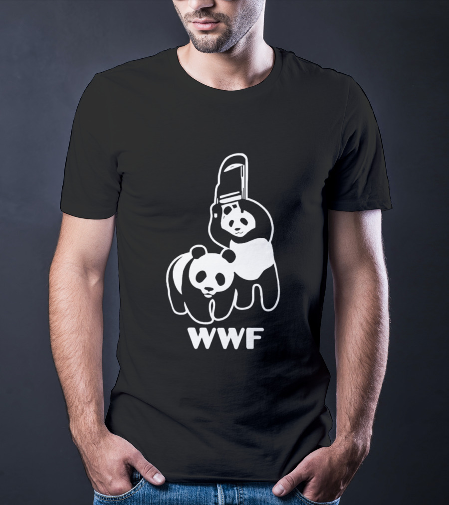 WWF Panda Chainsaw Wildlife Conservation Activist Black T-Shirt