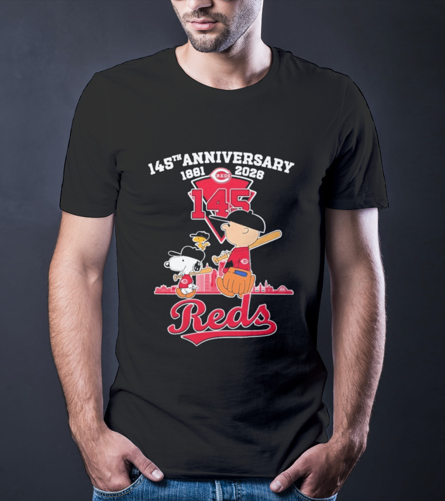 Charlie Brown Snoopy Cincinnati Reds 145th Anniversary 1881 2026 T-Shirt