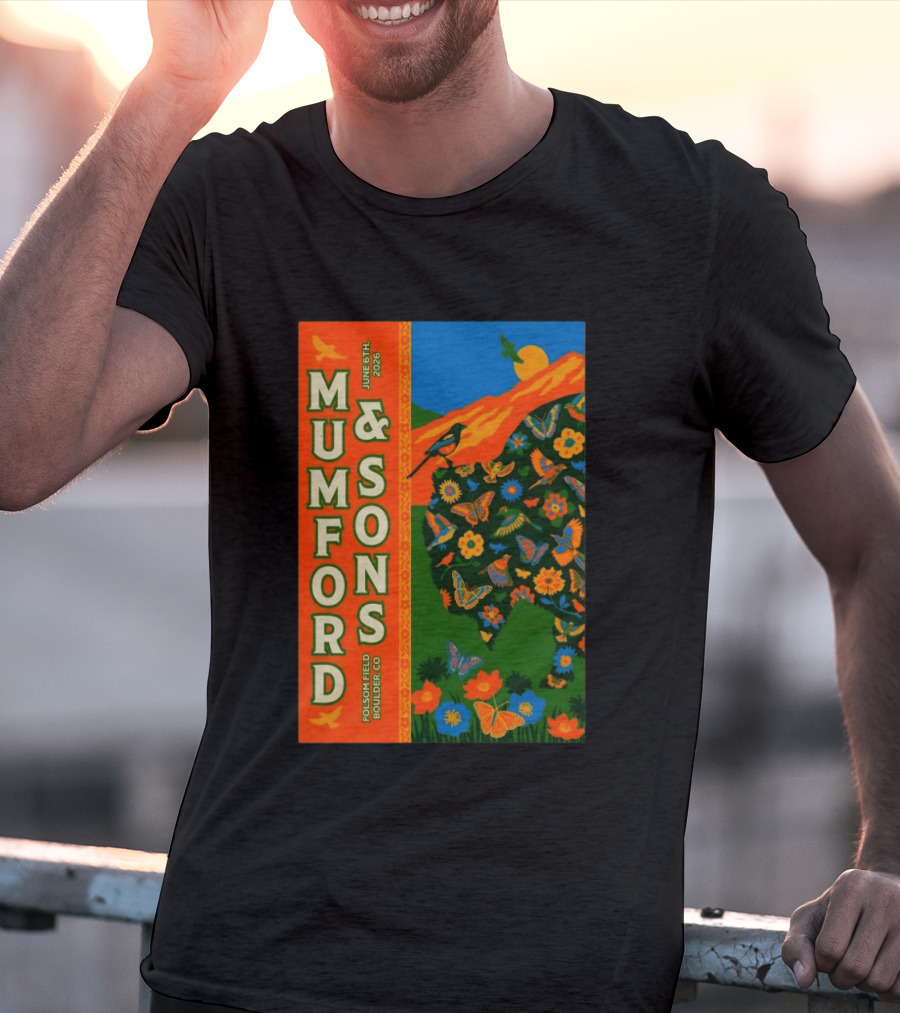 Mumford And Sons June 6 2026 Folsom Field Boulder CO Butterflies And Nature T-Shirt