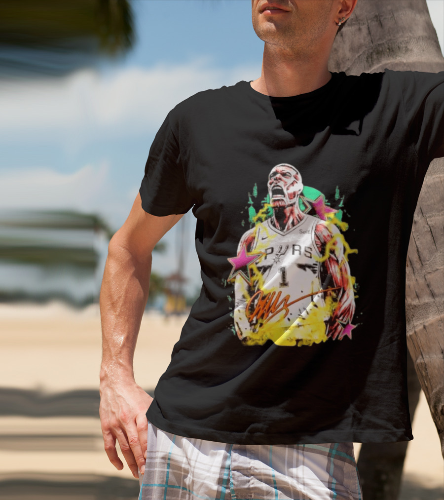 Victor Wembanyama San Antonio Spurs Attack On Titan Colossal Titan Spurs 1 Self Signature T-Shirt