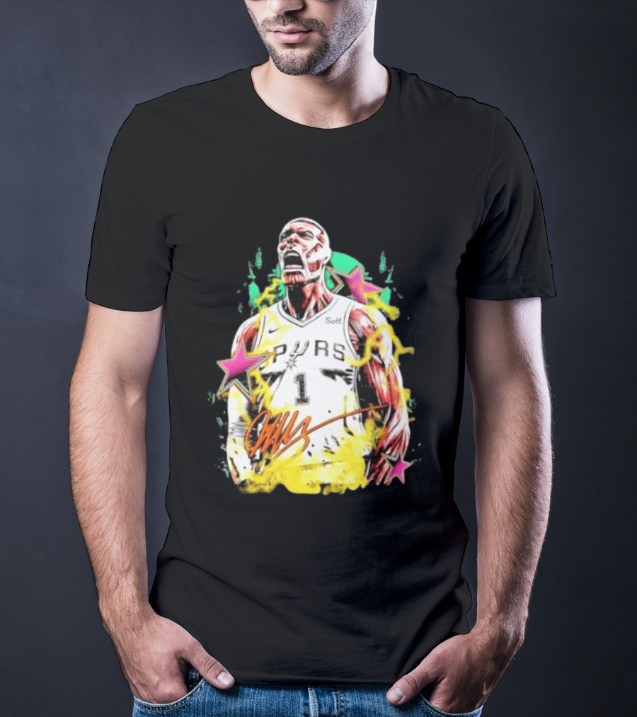 Victor Wembanyama San Antonio Spurs Attack On Titan Colossal Titan Spurs 1 Self Signature T-Shirt
