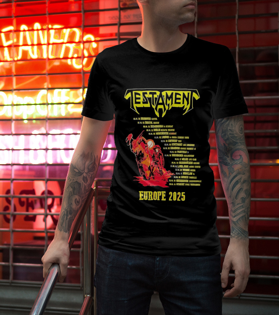 Testament Europe 2025 Tour Western Outlaw Dates T-Shirt