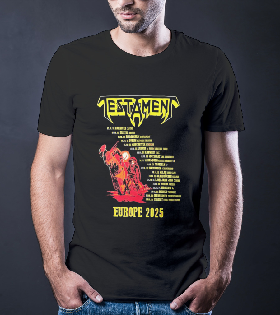 Testament Europe 2025 Tour Western Outlaw Dates T-Shirt