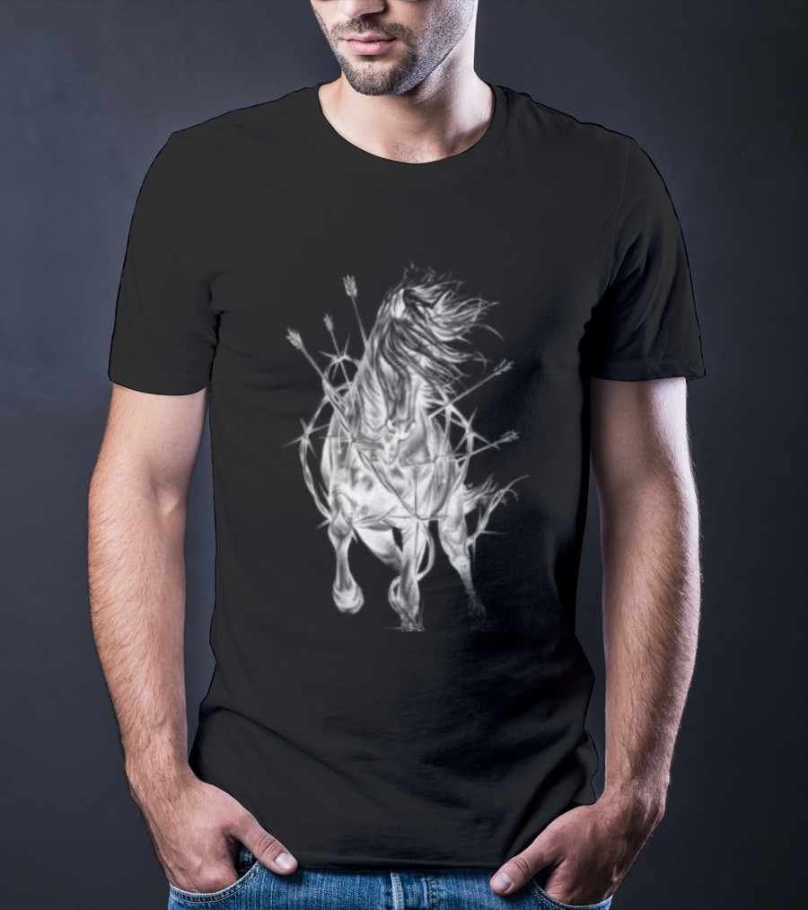 Zero Skateboards Store Wild Heart Black Horse And Flowers T-Shirt