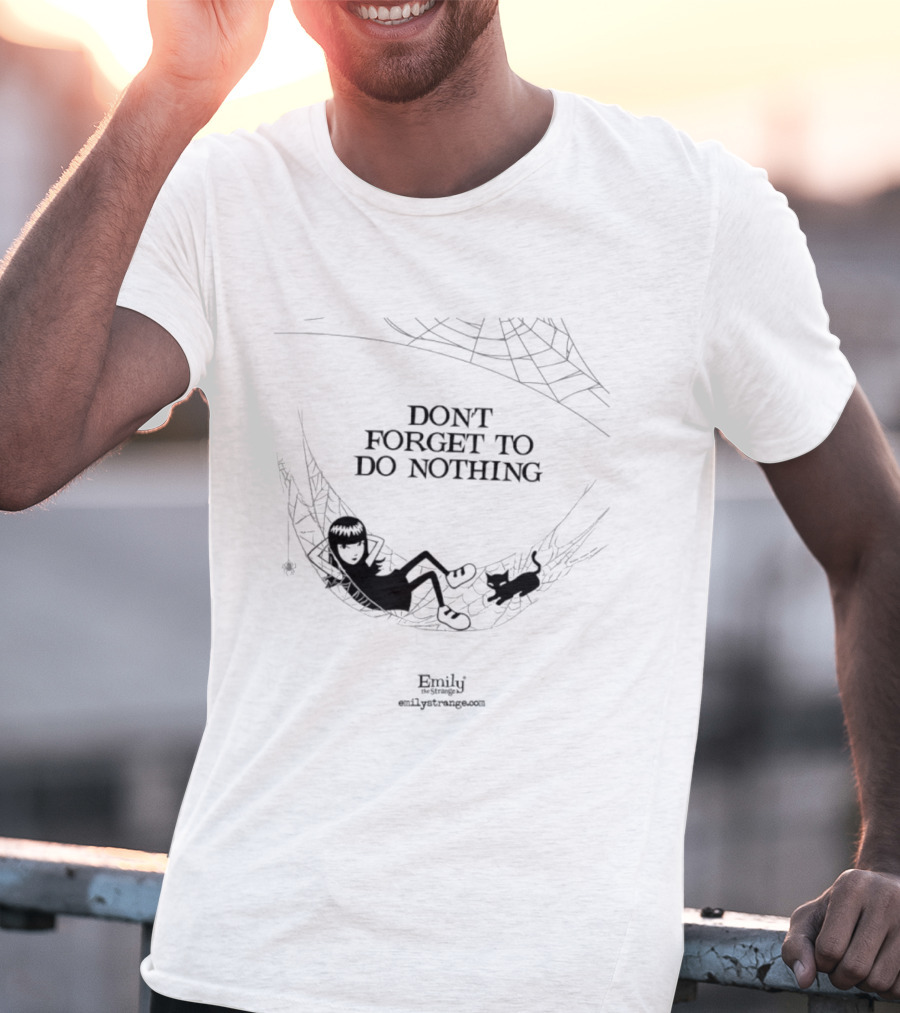 Emily The Strange Don't Forget To Do Nothing Hammock Scene With Spider And Web T-Shirt