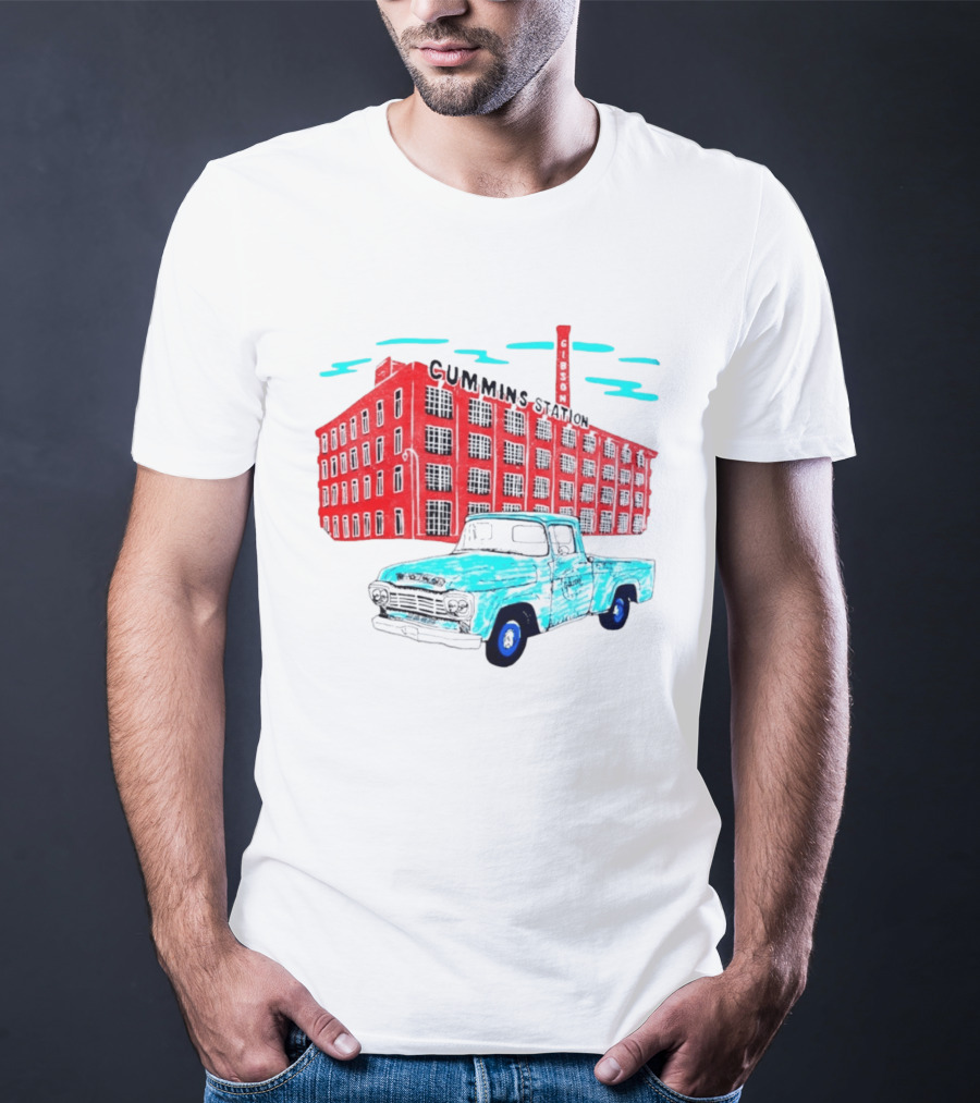 Gilson Cummins Station Vintage Truck And Building Scene T-Shirt