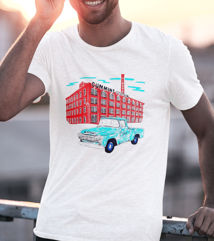 Gilson Cummins Station Vintage Truck And Building Scene T-Shirt