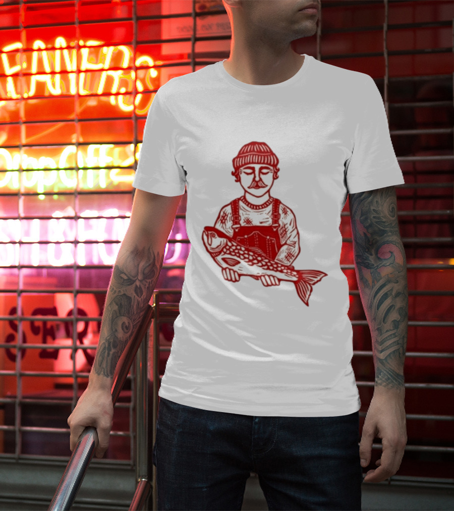 Goth Babe Fisherman Holding Fish T-Shirt
