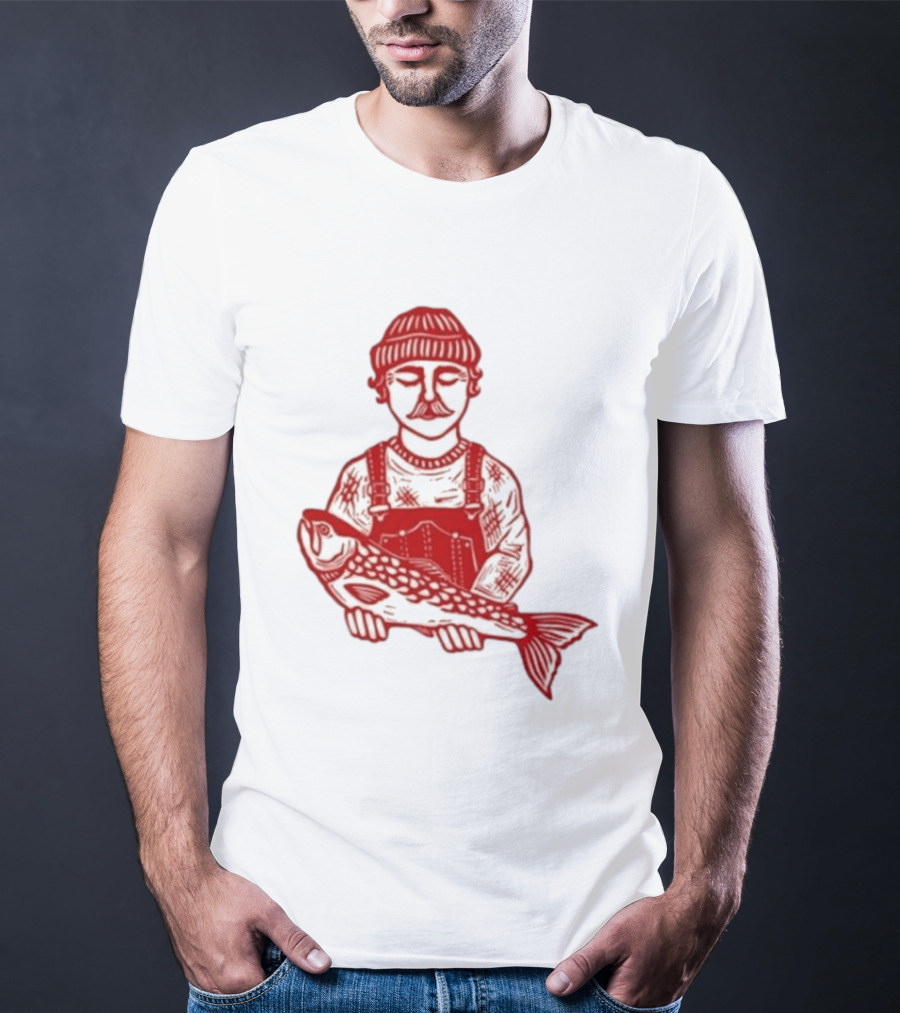 Goth Babe Fisherman Holding Fish T-Shirt