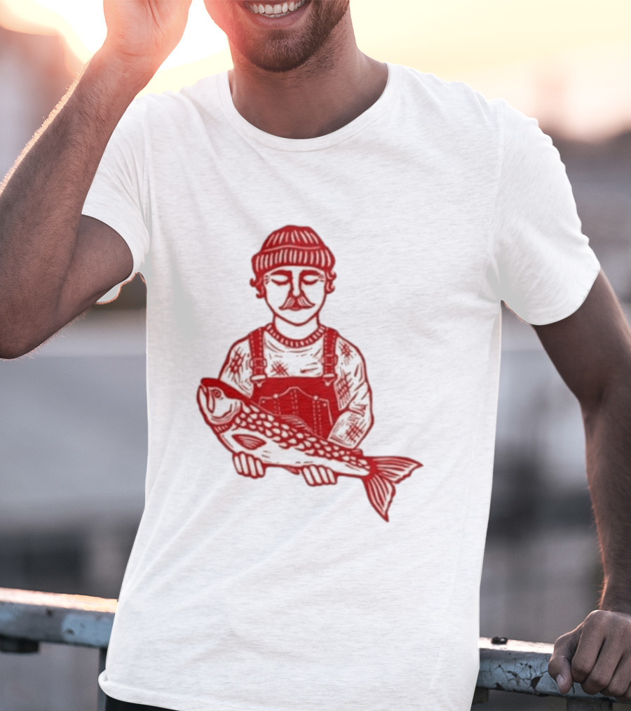 Goth Babe Fisherman Holding Fish T-Shirt